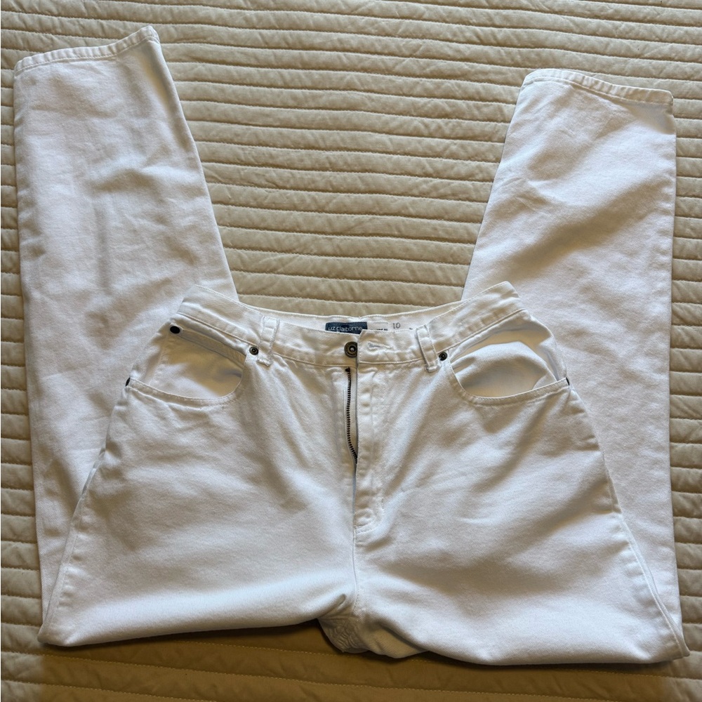 Liz Claiborne White Denim Jeans 10 Short